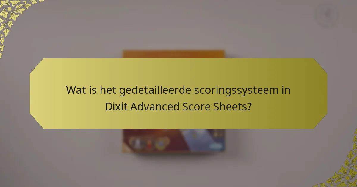 Wat is het gedetailleerde scoringssysteem in Dixit Advanced Score Sheets?